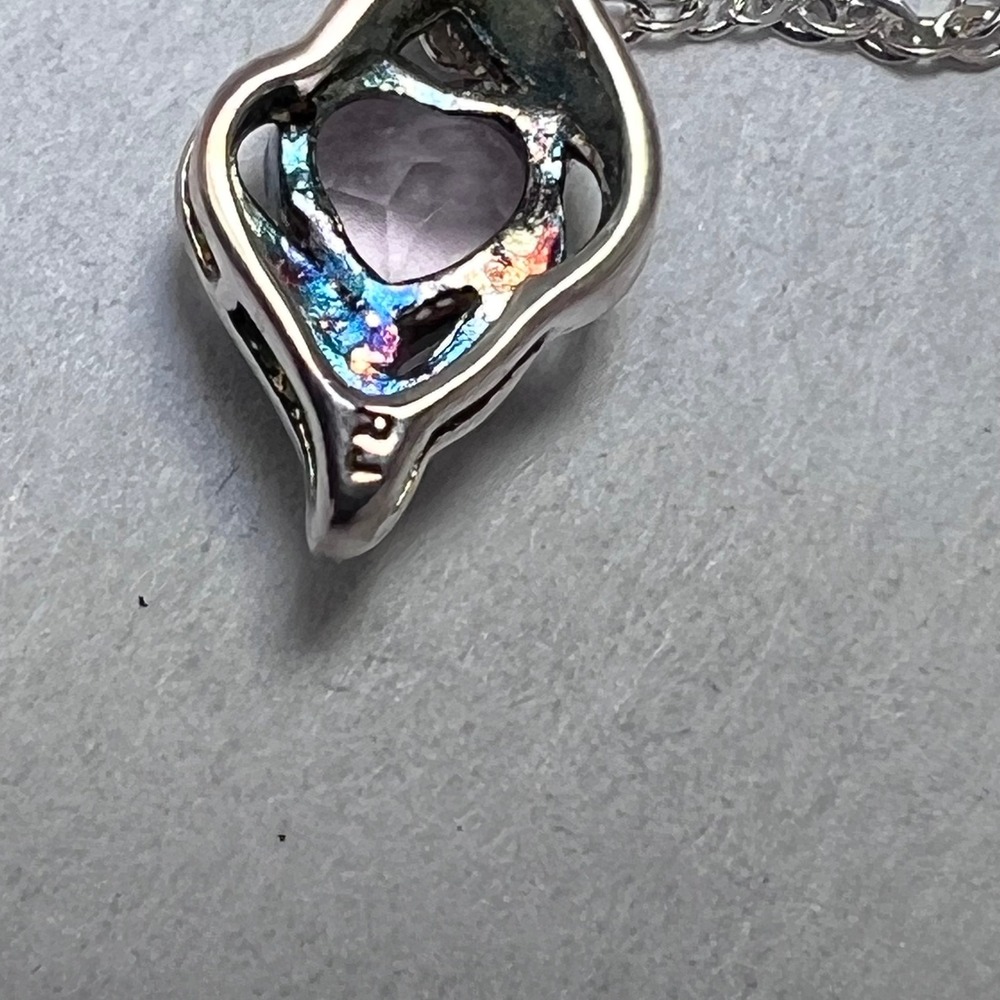 RJ Sterling Silver 925 Heart Blue Stone Ring Size 6 and Necklace Jewelry Set - Picture 13 of 16